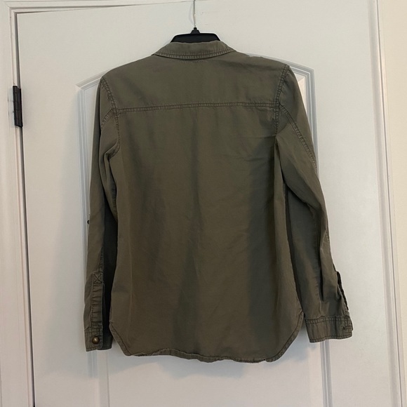 Olive Green Cargo Button-Down Long Sleeve Shirt - Picture 6 of 6